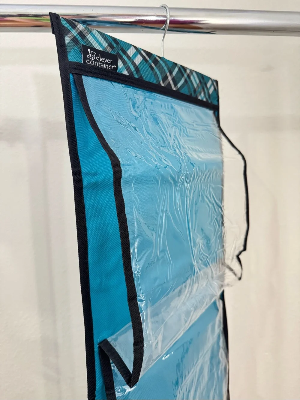 2Pcs Teal Fuchsia Hanging 2 Sided 8 Clear Pocket Closet Cubby Storage Organizer